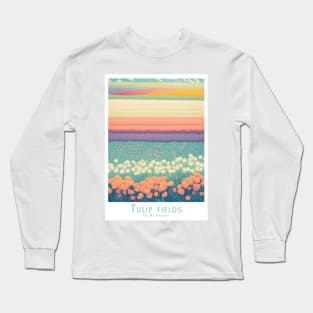 Serene Tulip Fields Panorama in Vintage Retro Style Long Sleeve T-Shirt